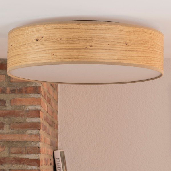 Plafonieră cu abajur din furnir natural Sotto Luce Ocho, ⌀ 40 cm, maro deschis-image-4