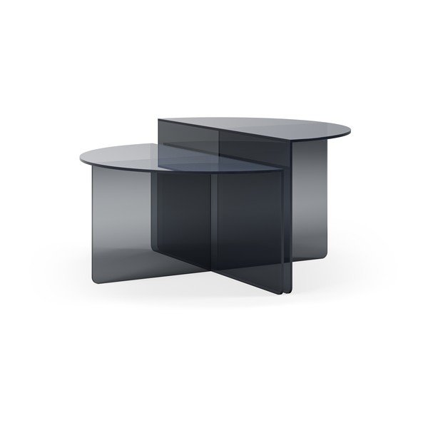 Măsuțe de cafea gri 2 buc. rotunde din sticlă ø 80 cm Velta – MOME