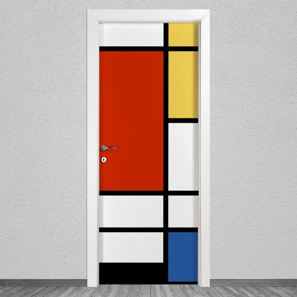 Autocolant pentru ușă LineArtistica Mondrian 1, 80 x 215 cm