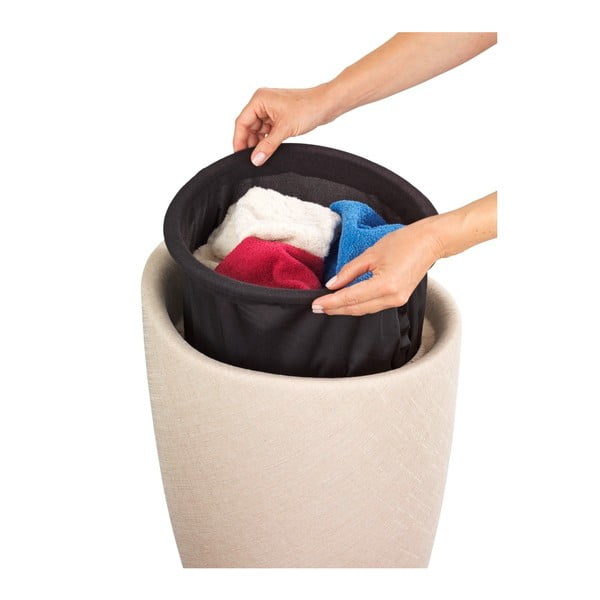 Coș de rufe și taburet, 2 în 1, Wenko Linen Look, bej-image-1