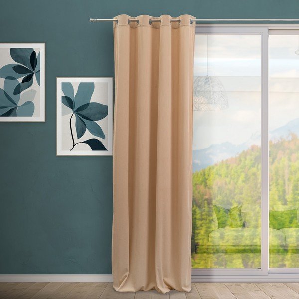 Draperie maro deschis din catifea reiată 140x260 cm Merely – Casa Selección-image-1