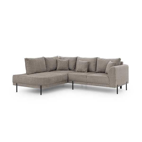 Colțar taupe cu tapițerie din chenille (cu colț pe partea stângă/în formă de ”L”) Mauris  – Ropez-image-2