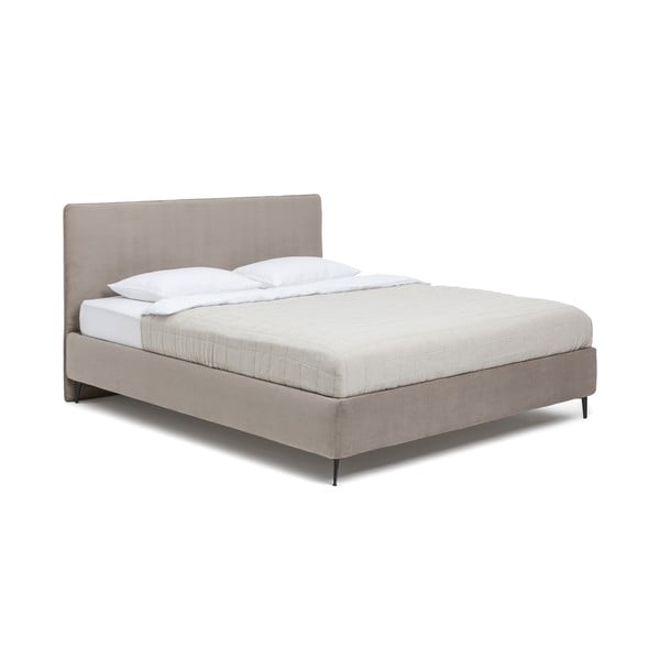 Pat matrimonial taupe tapițat cu somieră 160x200 cm Noira Slim – Bonami Selection