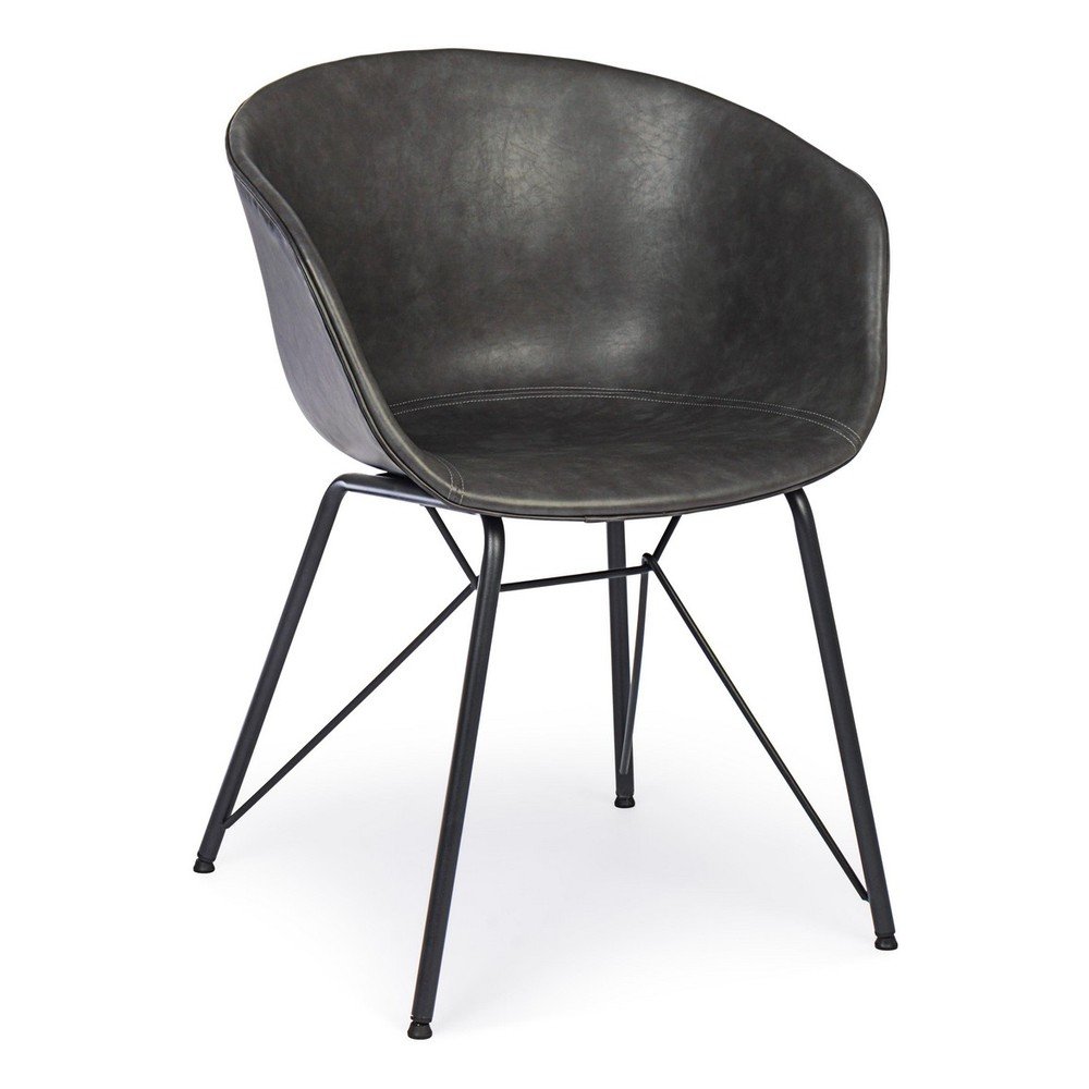 Scaun de dining gri închis tapițat Warhol – Bizzotto