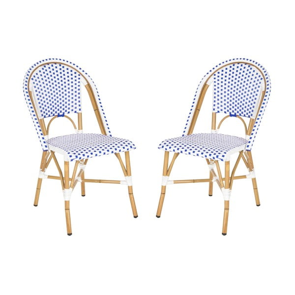 Set 2 scaune din răchită Safavieh Madrid, albastru - alb