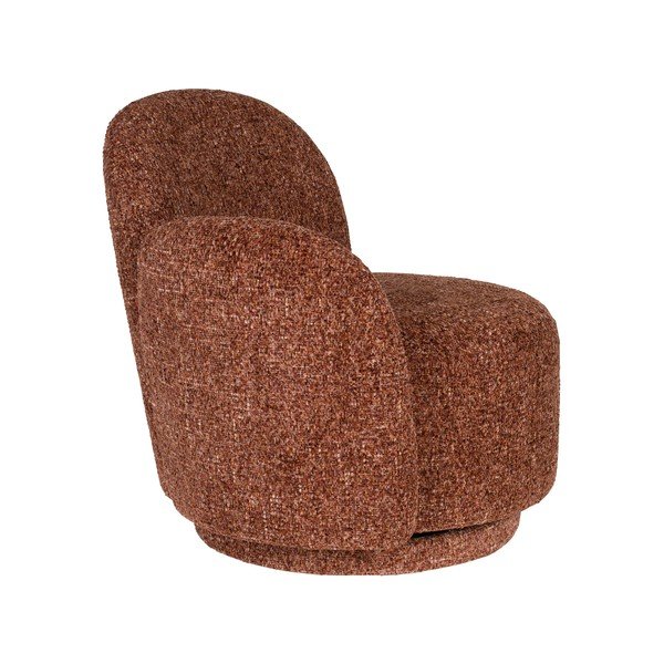 Fotoliu roșu pivotant cu tapițerie din chenille Rose – Dutchbone