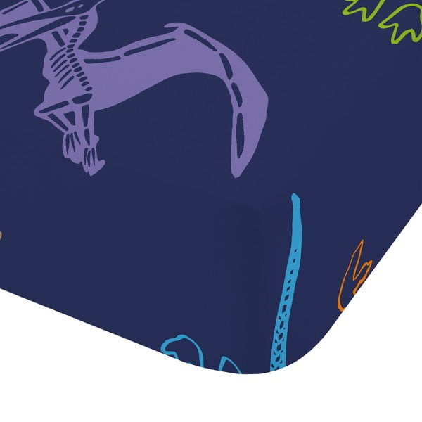 Cearceaf pentru copii albastru pentru pat de o persoană cu elastic 90x190 cm Prehistoric Dinosaurs – Catherine Lansfield