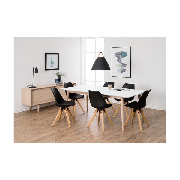 Masă extensibilă cu baza din lemn de stejar Actona Century, 200 x 100 cm, alb-image-2