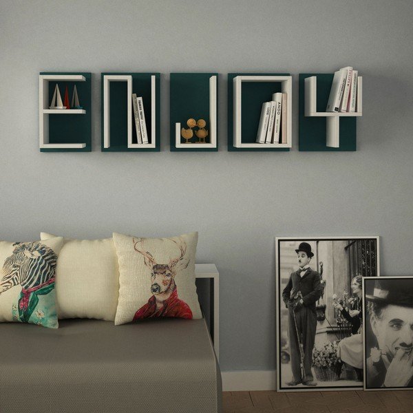 Set 5 rafturi de perete Homitis Enjoy Mustard-image-1