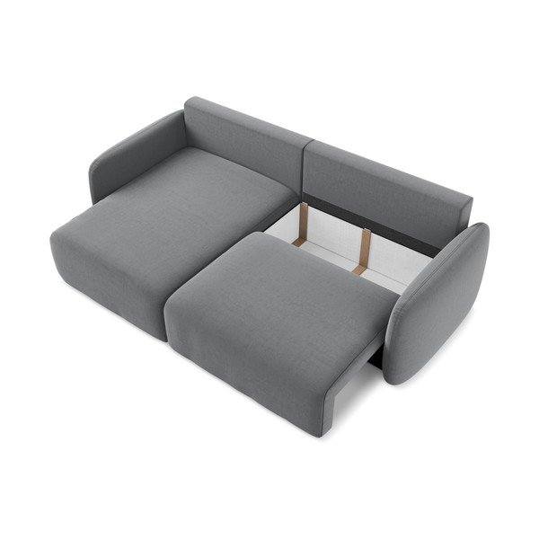 Colțar gri extensibil/cu spațiu de depozitare cu tapițerie din catifea (cu colț pe partea stângă/cu șezlong) Kalena – Makamii-image-4