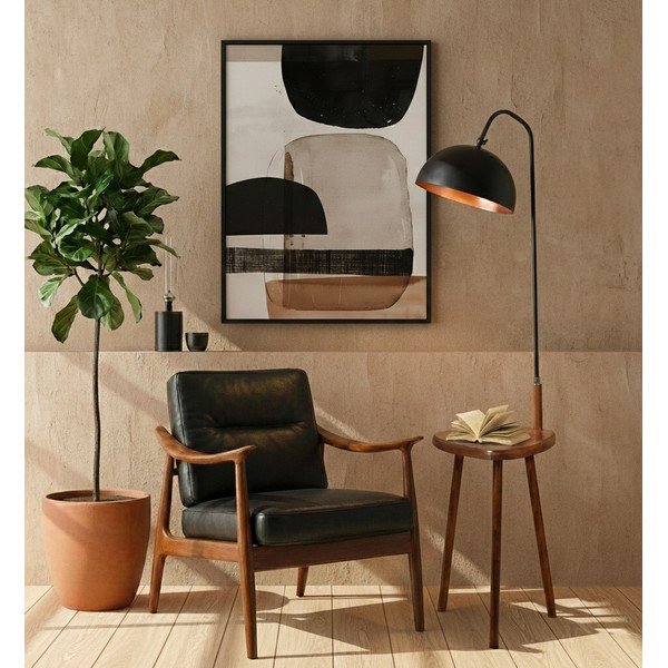 Lampadar negru/maro cu raft cu abajur din metal (înălțime 160 cm) Table – Opviq lights-image-1