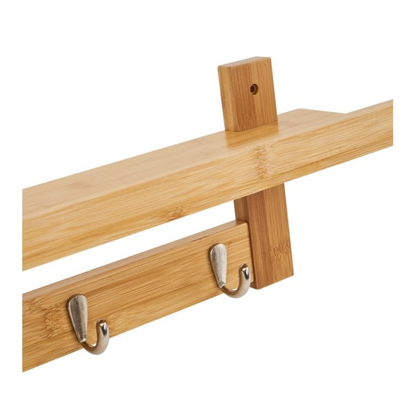 Cuier de perete din bambus cu raft - Casa Selección-image-2