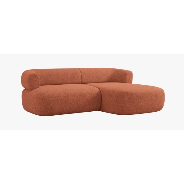Colțar teracotă cu tapițerie din țesătură bouclé (cu colț pe partea dreaptă/cu șezlong) Jenny – Micadoni -image-1