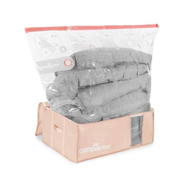 Cutii de depozitare pentru haine 3 buc. din plastic cu vacuum 65x45x27 cm Pink Edition – Compactor-image-2