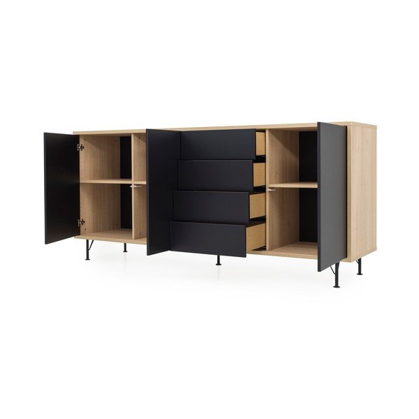 Comodă Tenzo Flow, lungime 217 cm, negru-image-3