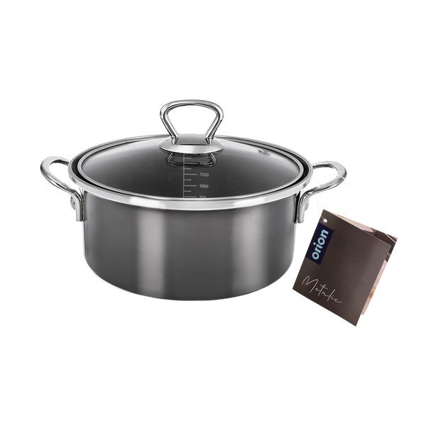 Cratiță cu capac smalțuită 2,5 l Metalic – Orion-image-4