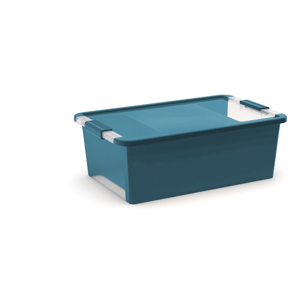 Cutie de depozitare albastru petrol din plastic cu capac 55x35x19 cm Bi-Box – KIS