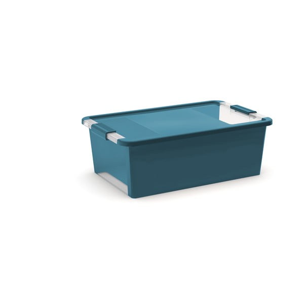 Cutie de depozitare albastru petrol din plastic cu capac 55x35x19 cm Bi-Box – KIS