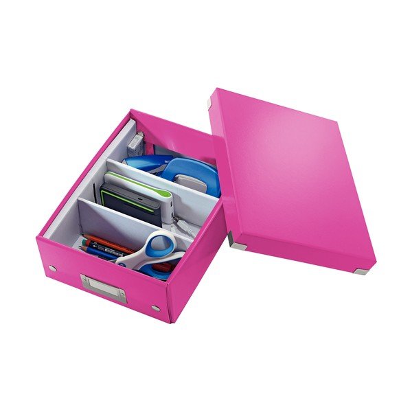 Cutie de depozitare din carton cu capac roz Click&Store - Leitz-image-3