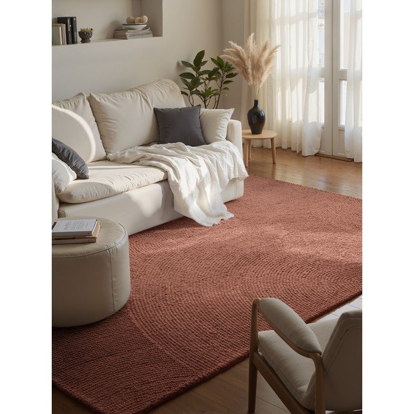 Covor teracotă țesut manual din lână 120x180 cm Calmio – Hanse Home-image-1