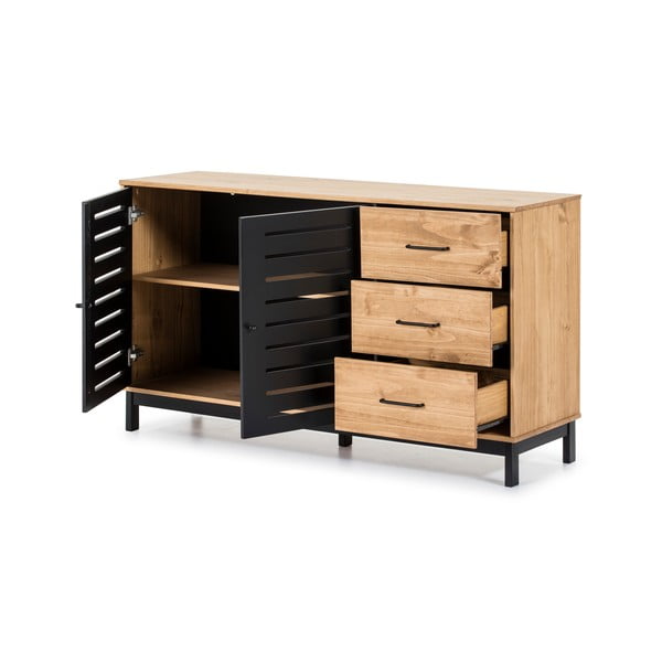 Comodă din lemn cu detalii negre Marckeric Alessia, înălțime 141 cm-image-4