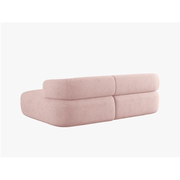 Colțar roz deschis cu tapițerie din țesătură bouclé (cu colț pe partea dreaptă/cu șezlong) Jenny – Micadoni -image-3