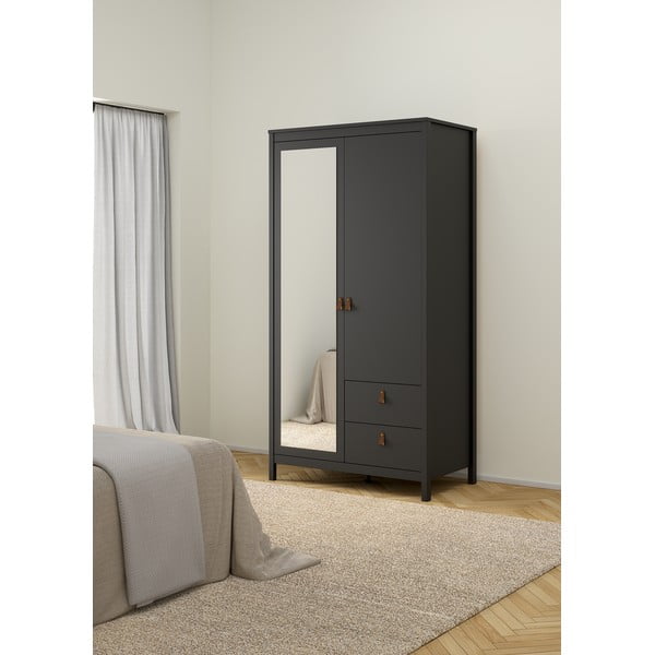 Șifonier negru cu oglindă 102x199x58 cm Madrid – Tvilum-image-1