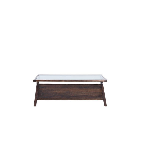 Măsuță de cafea în culoare naturală închisă cu blat din sticlă 70x112 cm Yuki – Light & Living-image-2