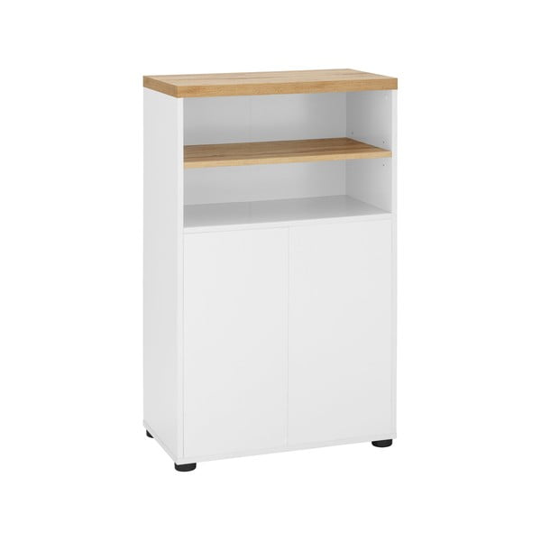 Dulap de baie alb înalt cu aspect de lemn de stejar 60x102 cm Thessa – Støraa-image-1