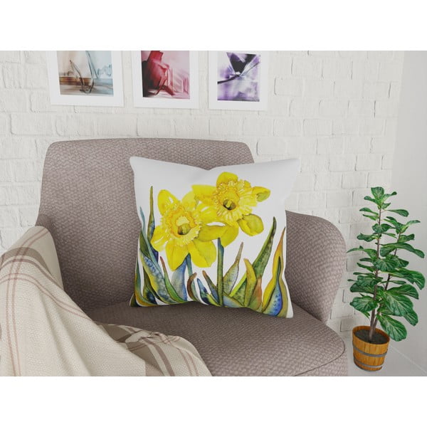 Față de pernă cu amestec din bumbac Vitaus Flowers, 42 x 42 cm-image-1