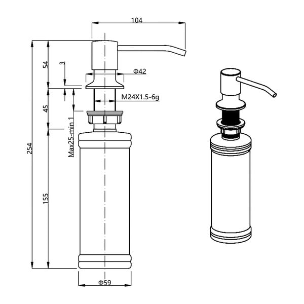 Dozator de săpun lichid argintiu lucios din plastic 350 ml – Sapho-image-2