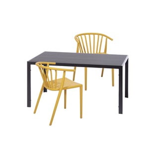 Set 2 scaune galbene Capri și masă neagră Viking  - Bonami Essentials