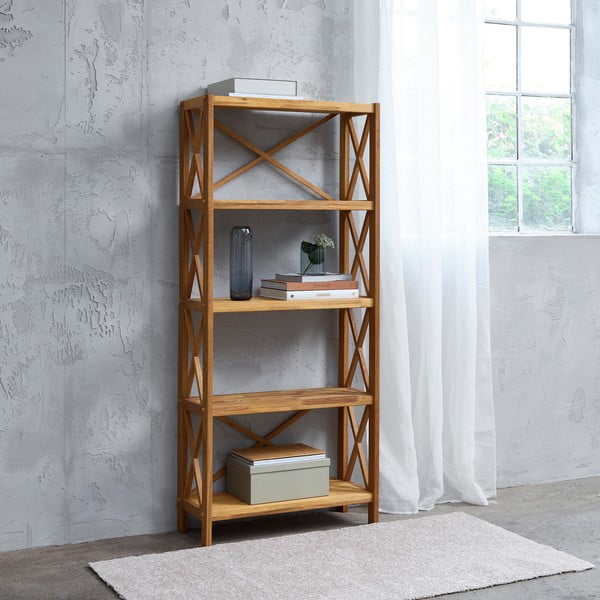 Etajeră în culoare naturală din lemn de stejar 70x161 cm X-Shelf – Unique Furniture-image-1