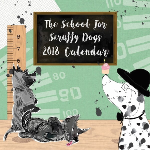Calendar perete pentru anul 2018 Portico Designs School For Scruffy Dogs