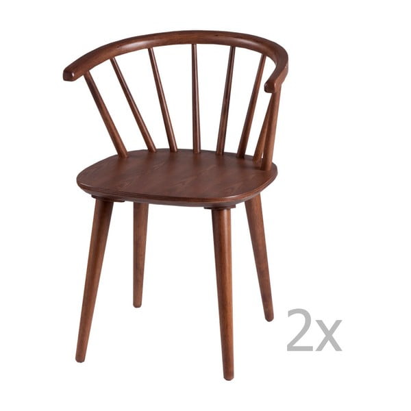 Set 2 scaune cu elemente de decor din lemn de nuc sømcasa Anya