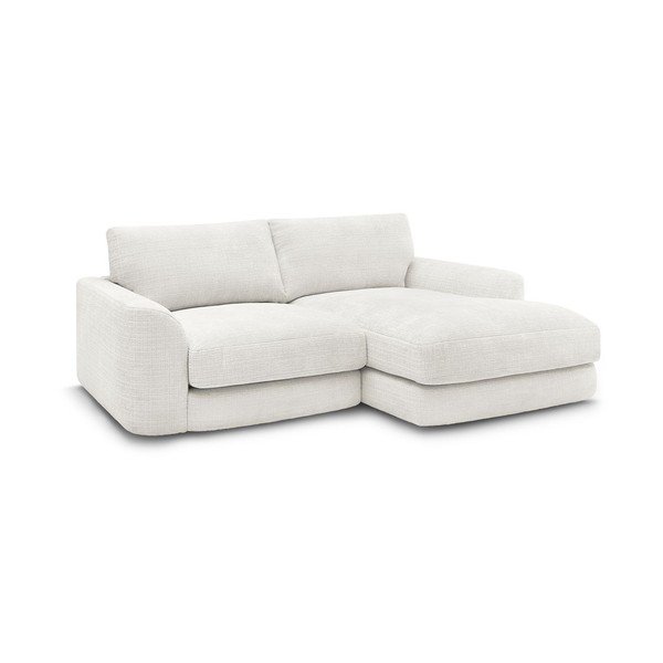 Colțar alb cu tapițerie din chenille (cu colț pe partea dreaptă/cu șezlong) Leonore – Bobochic Paris