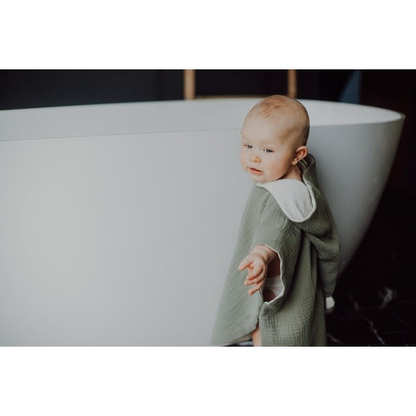 Poncho kaki din muselină pentru copii mărimea M - Malomi Kids-image-3