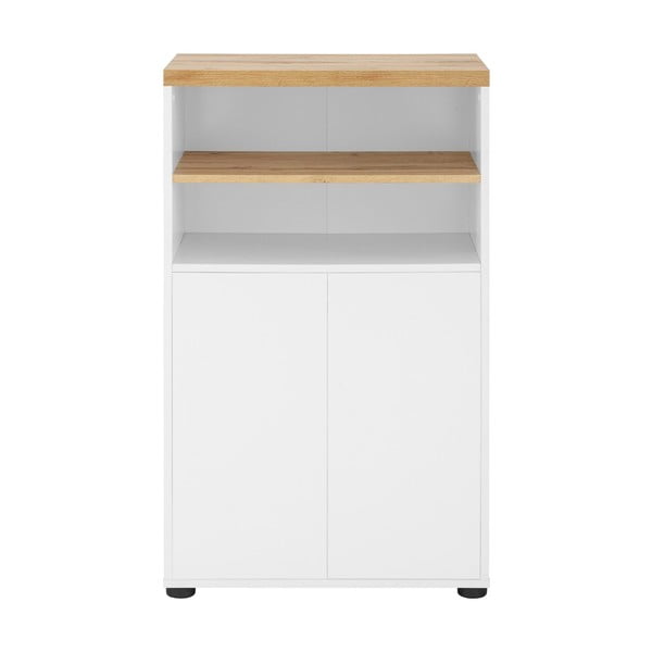 Dulap de baie alb înalt cu aspect de lemn de stejar 60x102 cm Thessa – Støraa
