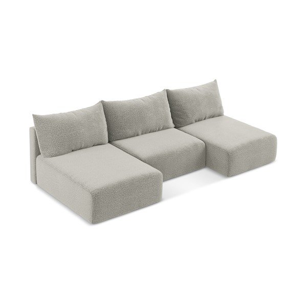 Colțar gri deschis extensibil/cu spațiu de depozitare Kalena – Makamii-image-2