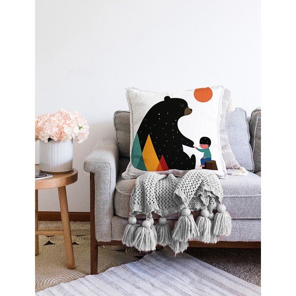 Față de pernă din amestec de bumbac Minimalist Cushion Covers Bear, 55 x 55 cm-image-2