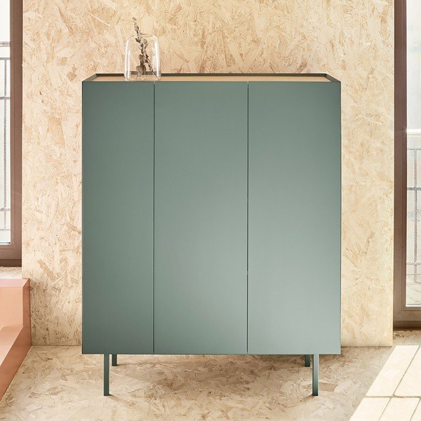 Comodă verde înaltă cu aspect de lemn de stejar 95x120 cm Arista – Teulat-image-1