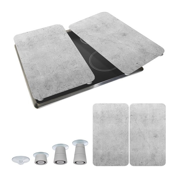 Set 2 protecții din sticlă pentru aragaz Wenko Universal, gri-image-2