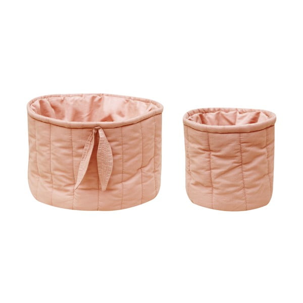 Cutii de depozitare pentru copii roz-deschis 2 buc. din material textil ø 30x20 cm Bambie Vintage Nude – Lorena Canals