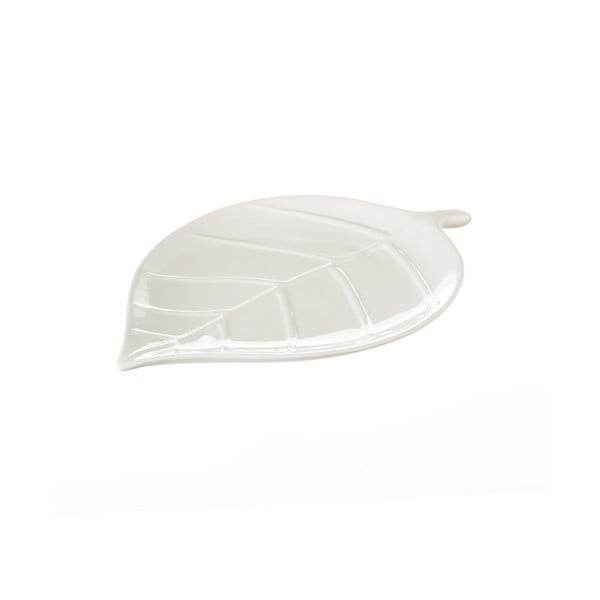 Platou din ceramică Unimasa Leaf, lungime 25 cm, alb