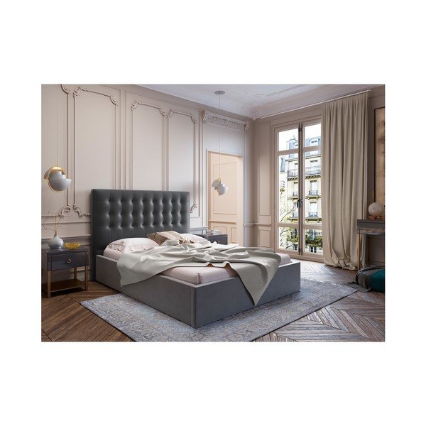 Tăblie pentru pat cu tapițerie de catifea Windsor & Co Sofas Athena, 180 x 120 cm, gri închis-image-3