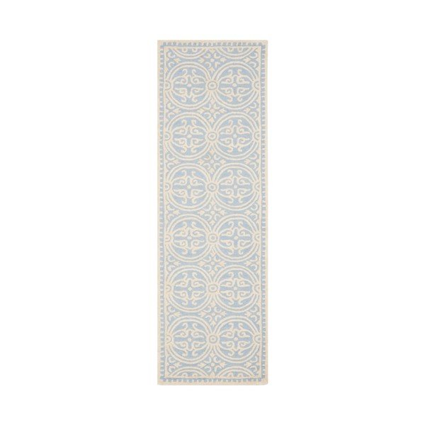 Covor din lână Marina Light Blue, 76 x 243 cm