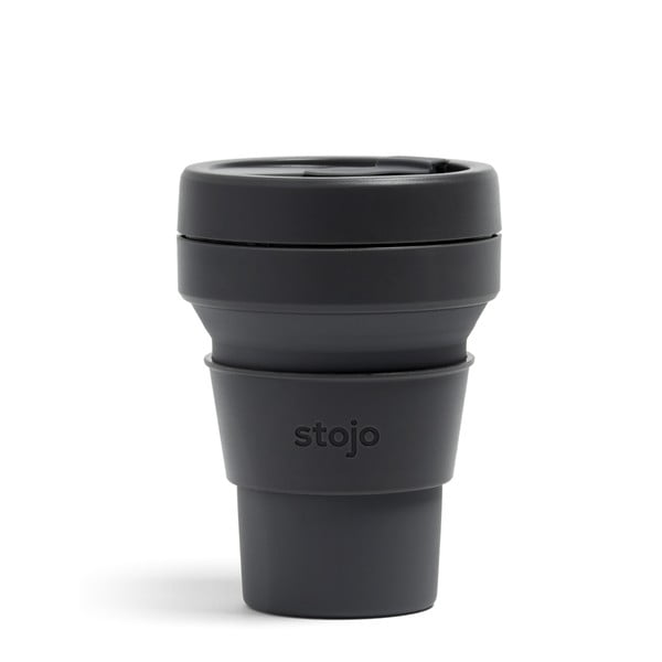 Cană de voiaj pliabilă Stojo Pocket Cup Carbon, 355 ml, gri antracit