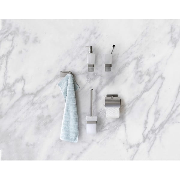 Suport pentru hârtie igienică argintiu mat autoadeziv din oțel inoxidabil Genova – Wenko-image-1