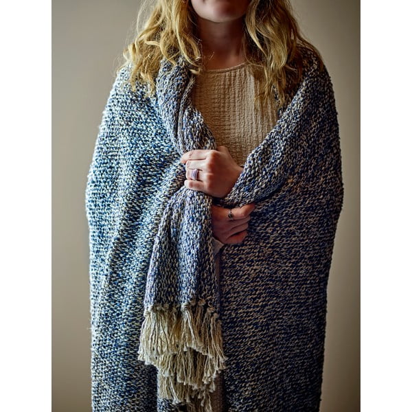 Pătură albastru prăfuit din amestec de in 130x160 cm Ocean – Bloomingville-image-1