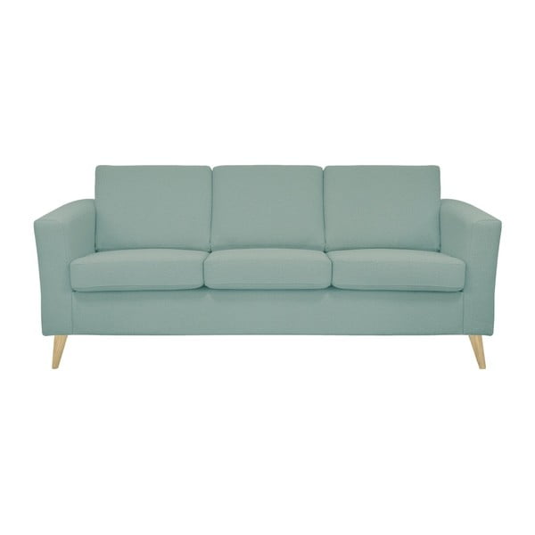 Canapea cu 3 locuri, cu picioarele culoare naturală, Helga Interiors Alex, albastru gri